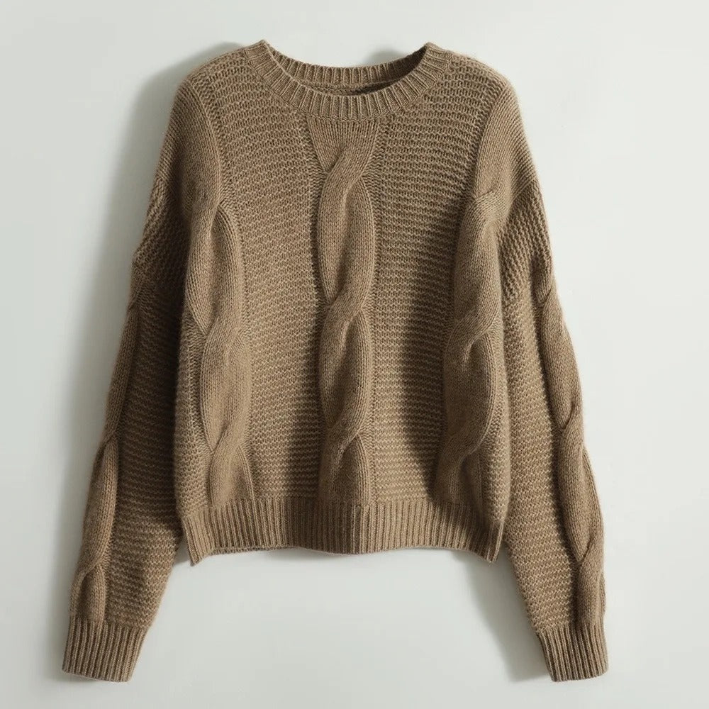 Carla - Women's Hand-Knit Cotton Crewneck Sweater