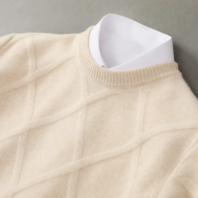 Charles - Men's Textured Cashmere Crew Neck Sweater
