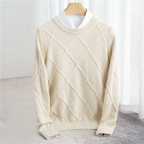 Charles - Men's Textured Cashmere Crew Neck Sweater
