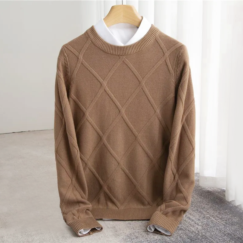 Charles - Men's Textured Cashmere Crew Neck Sweater