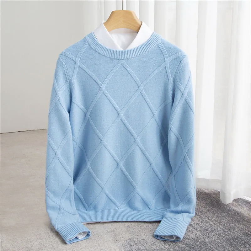 Charles - Men's Textured Cashmere Crew Neck Sweater