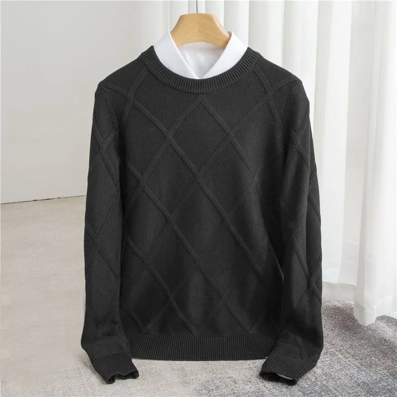 Charles - Men's Textured Cashmere Crew Neck Sweater