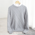 Charles - Men's Textured Cashmere Crew Neck Sweater