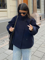 Chloe - Women's Double-Breasted Wool Blend Jacket