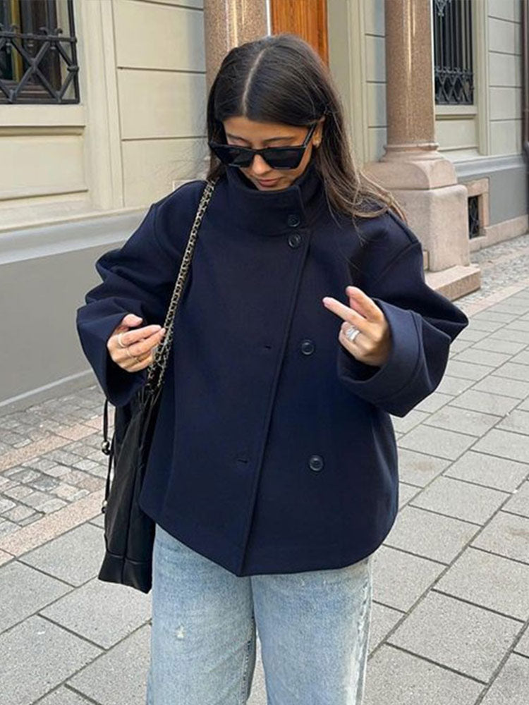 Chloe - Women's Double-Breasted Wool Blend Jacket