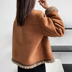 Claire - Women's Sherpa-Lined Suede Look Jacket