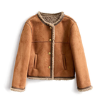 Claire - Women's Sherpa-Lined Suede Look Jacket