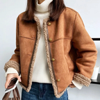 Claire - Women's Sherpa-Lined Suede Look Jacket