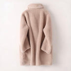 Clara - Women's Faux Shearling Double-Breasted Coat