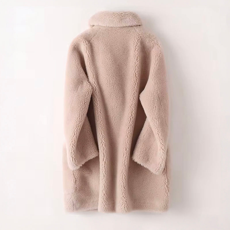 Clara - Women's Faux Shearling Double-Breasted Coat