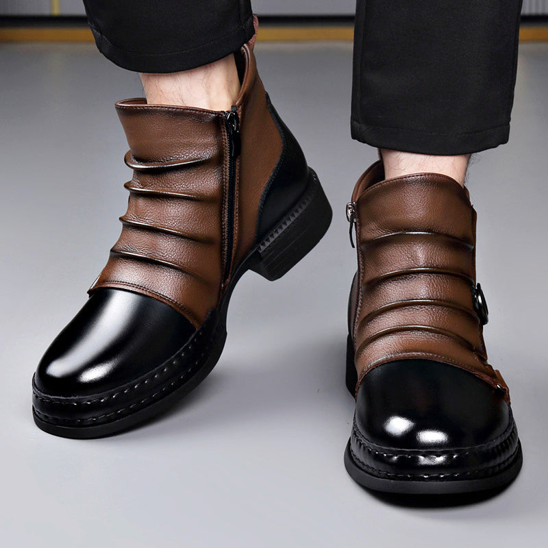 Colter - Men's Two-Tone Buckle Leather Ankle Boots