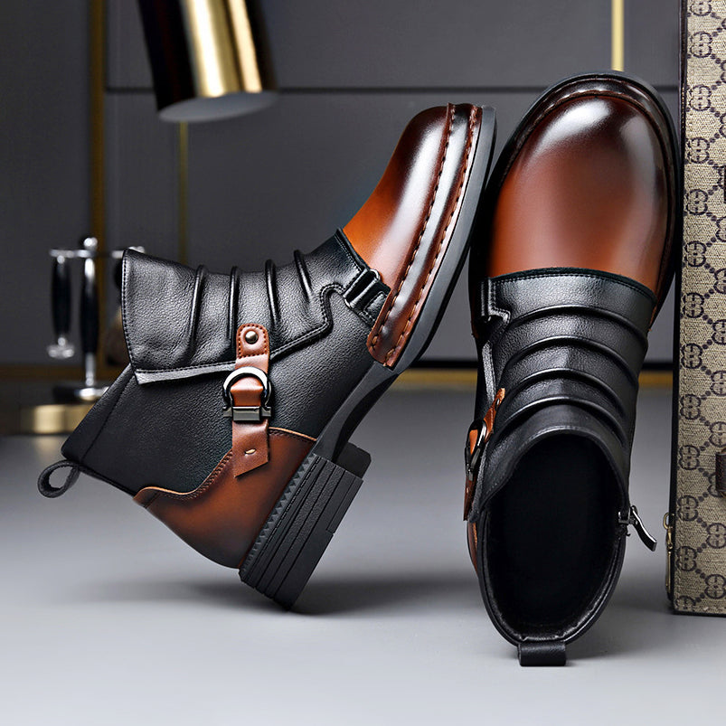 Colter - Men's Two-Tone Buckle Leather Ankle Boots