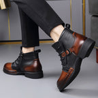 Colter - Men's Two-Tone Buckle Leather Ankle Boots