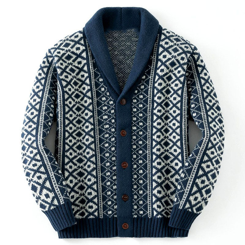Conner - Men's Argyle Shawl Collar Knit Cardigan