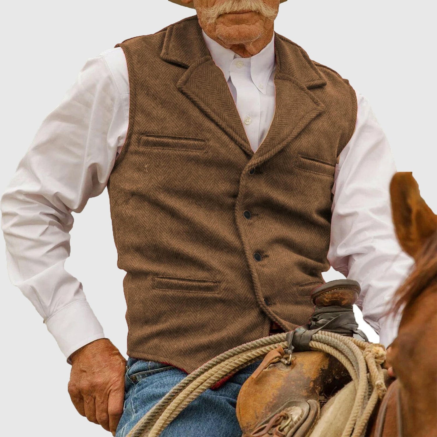 Cooper - Men's Vintage Western Herringbone Vest