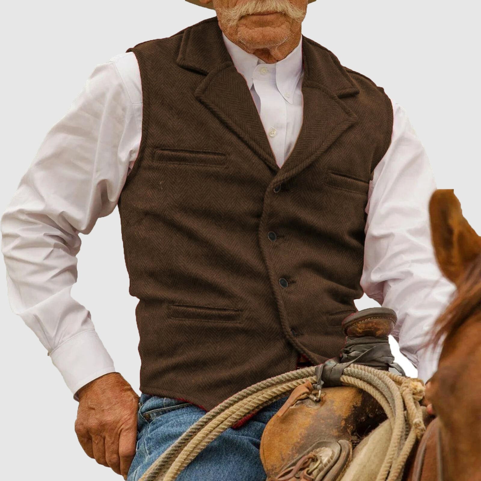 Cooper - Men's Vintage Western Herringbone Vest