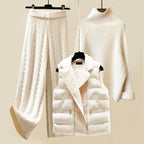 Cynthia - Women’s Cable Knit Lounge Three Piece Set