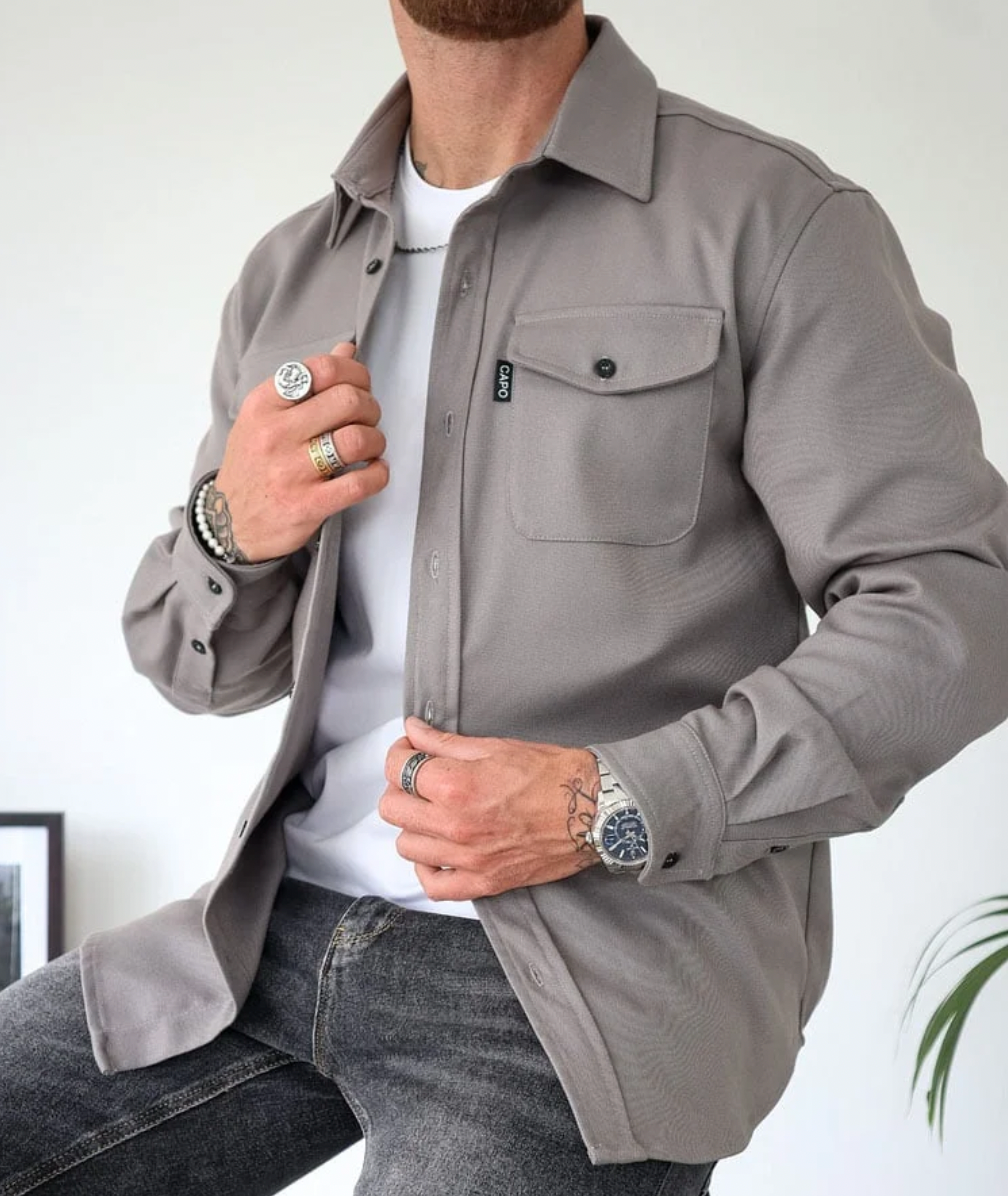 Cyrus - Men's Overshirt Jacket with Snap-Button Closure and Chest Pockets