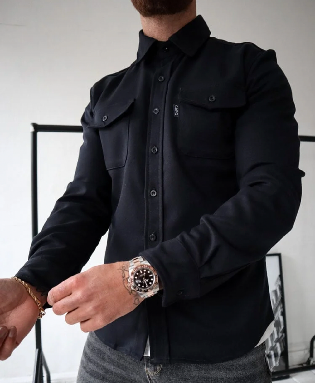 Cyrus - Men's Overshirt Jacket with Snap-Button Closure and Chest Pockets