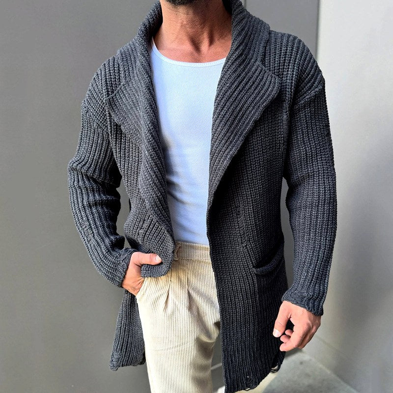 Dallas - Men's Ribbed Slim Fit Hooded Cardigan Sweater 5