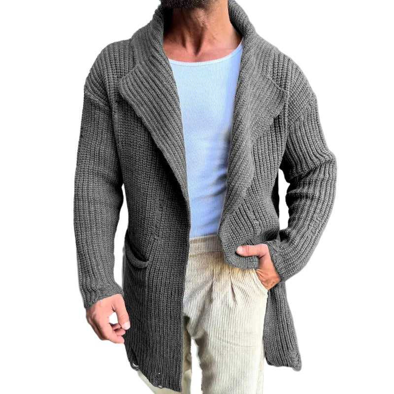 Dallas - Men's Ribbed Slim Fit Hooded Cardigan Sweater 7