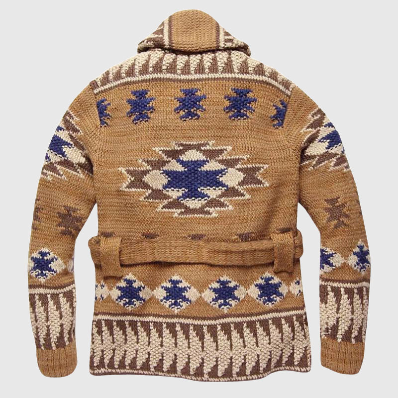Daniel - Men's Shawl Collar Southwestern Knit Cardigan