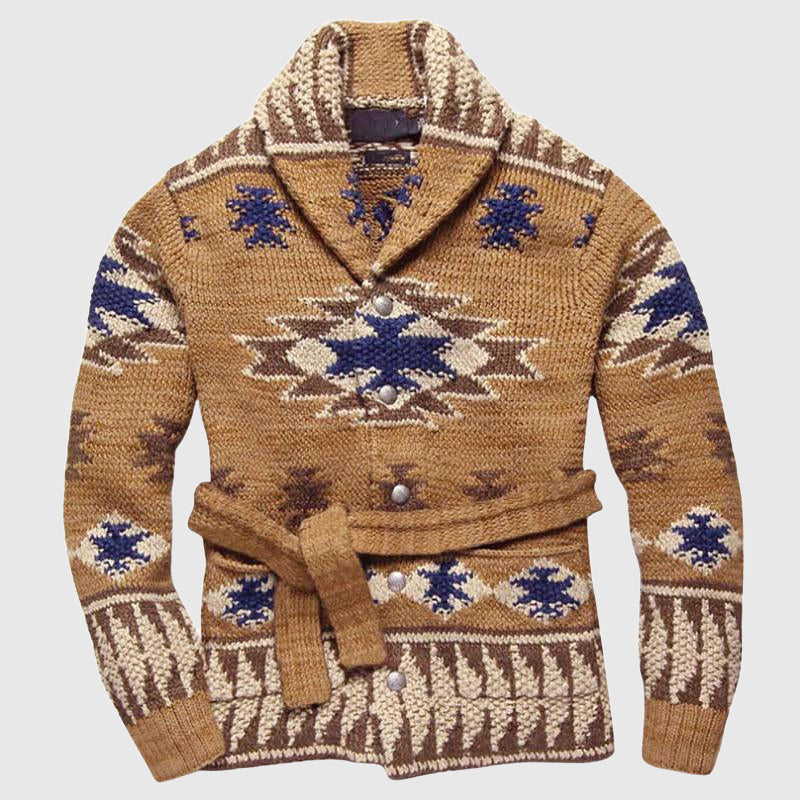 Daniel - Men's Shawl Collar Southwestern Knit Cardigan