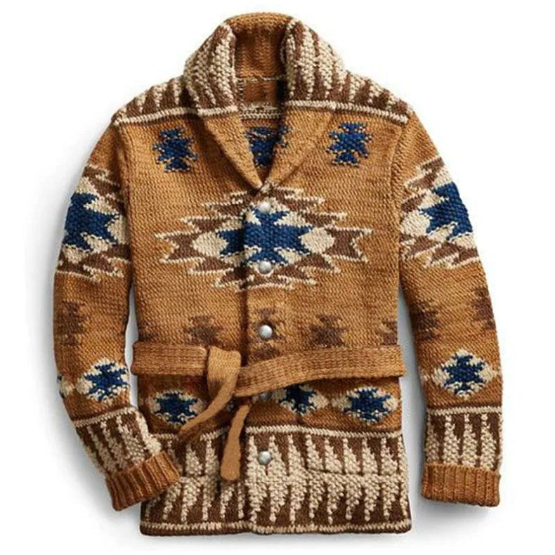 Daniel - Men's Shawl Collar Southwestern Knit Cardigan