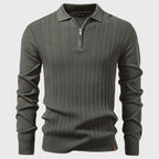 Daniel - Men’s Openwork Knit Half-Zip Long Sleeve Shirt