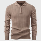 Daniel - Men’s Openwork Knit Half-Zip Long Sleeve Shirt