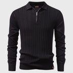 Daniel - Men’s Openwork Knit Half-Zip Long Sleeve Shirt