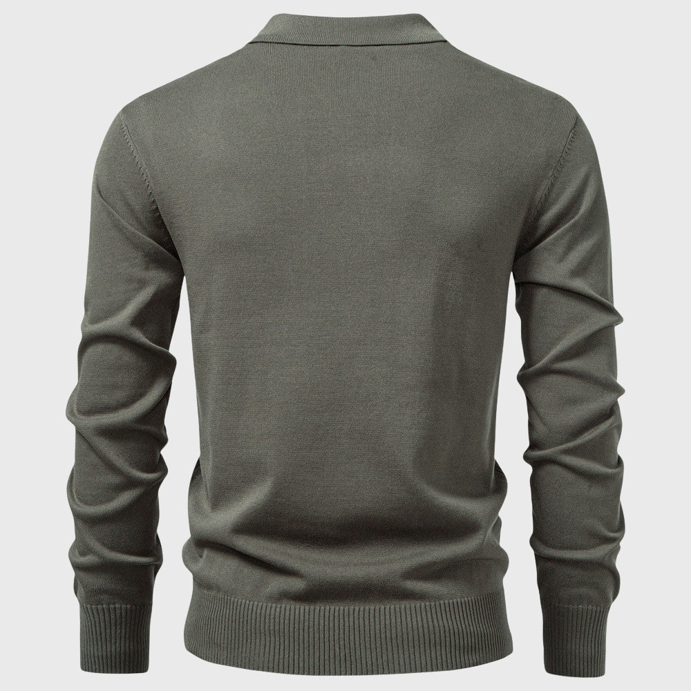 Daniel - Men’s Openwork Knit Half-Zip Long Sleeve Shirt
