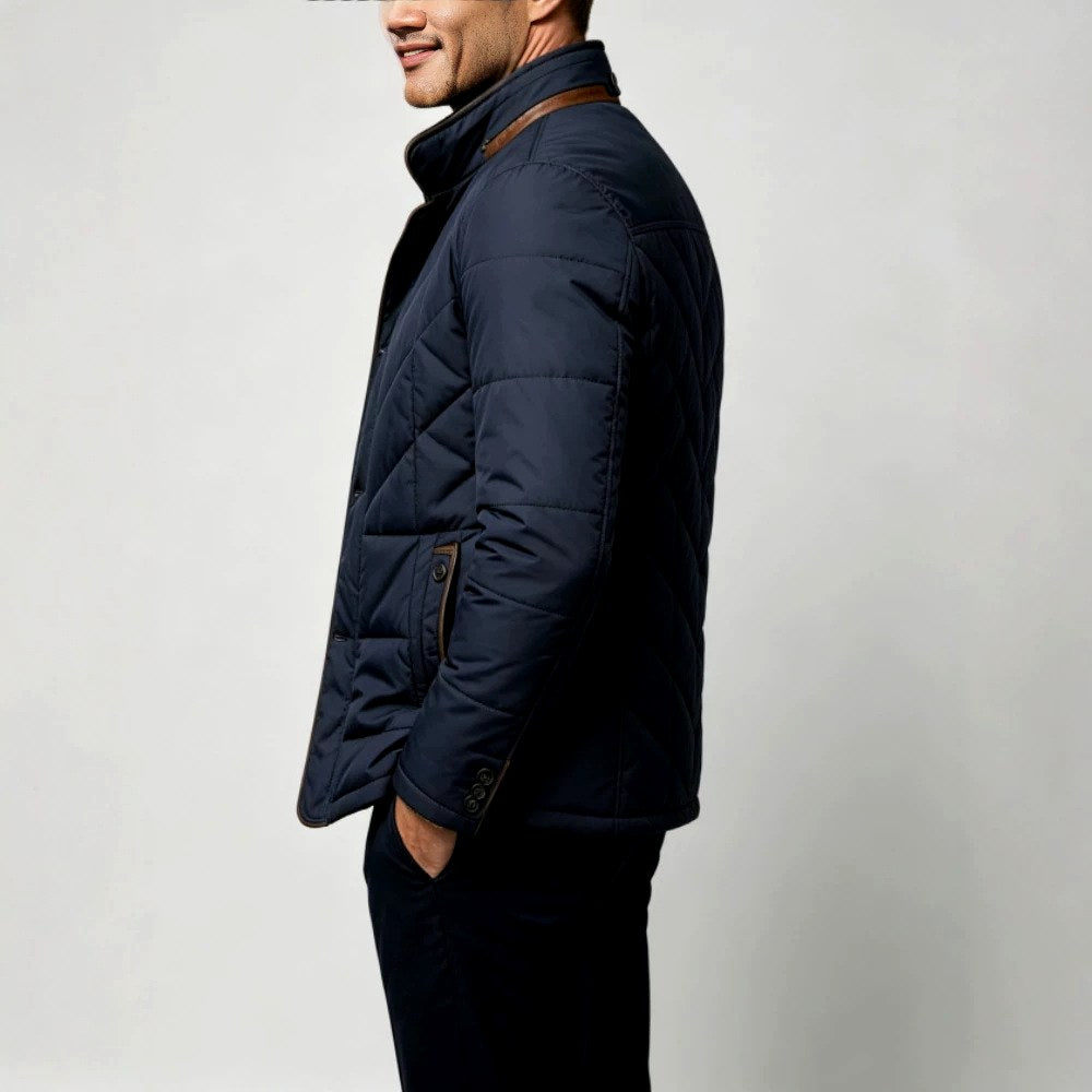 Darwin - Men's Zip-Front Quilted Jacket with Contrast Piping