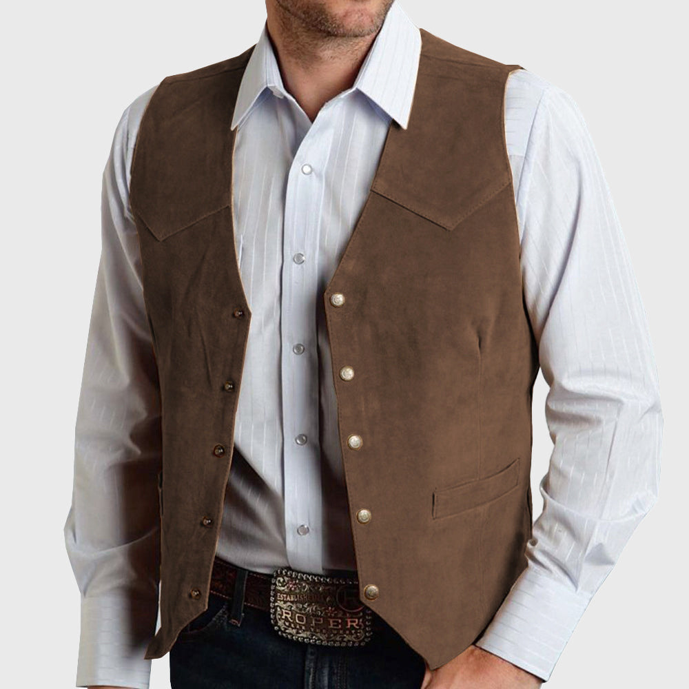 Dave - Men's Western Suede Snap-Front Vest