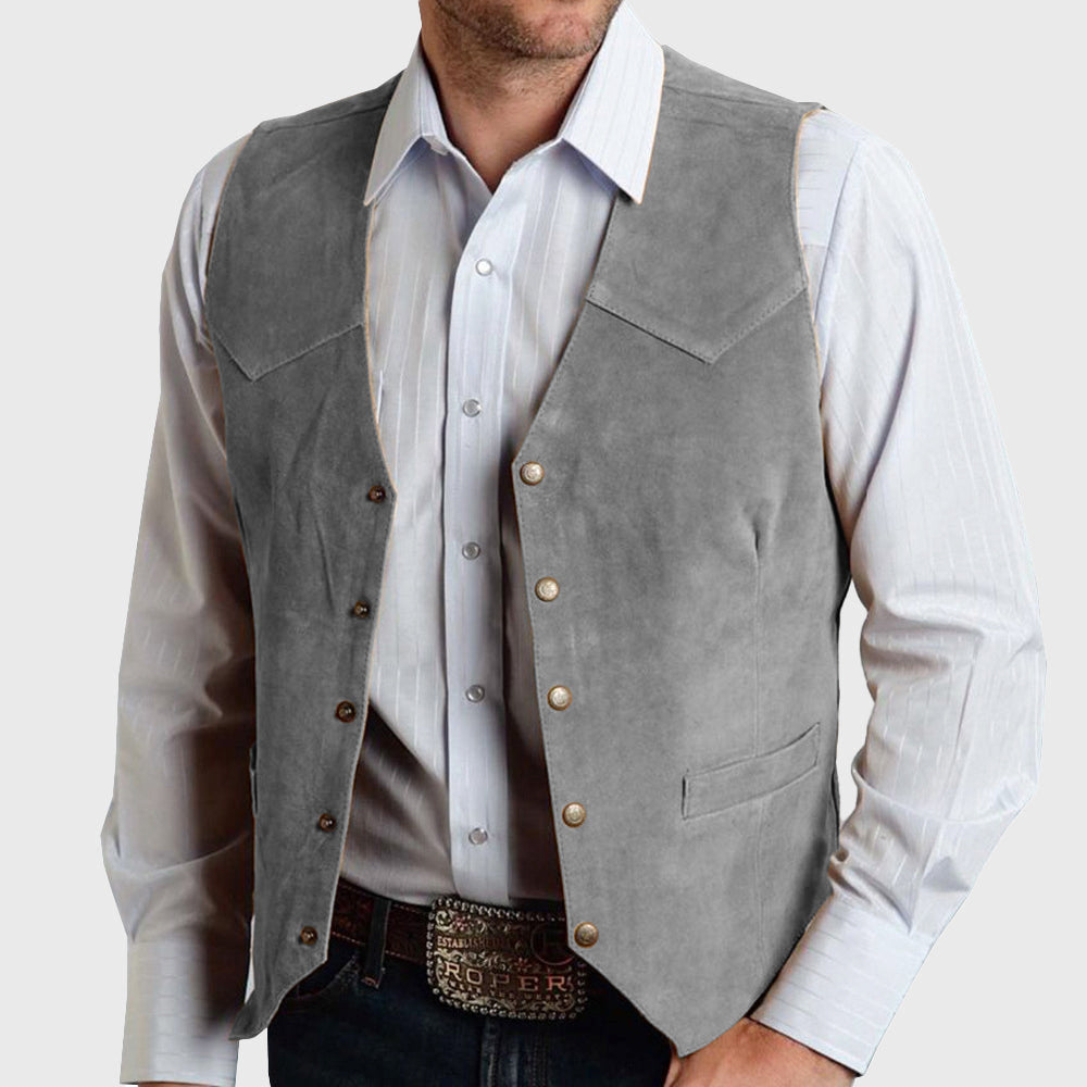 Dave - Men's Western Suede Snap-Front Vest