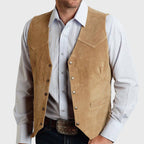 Dave - Men's Western Suede Snap-Front Vest