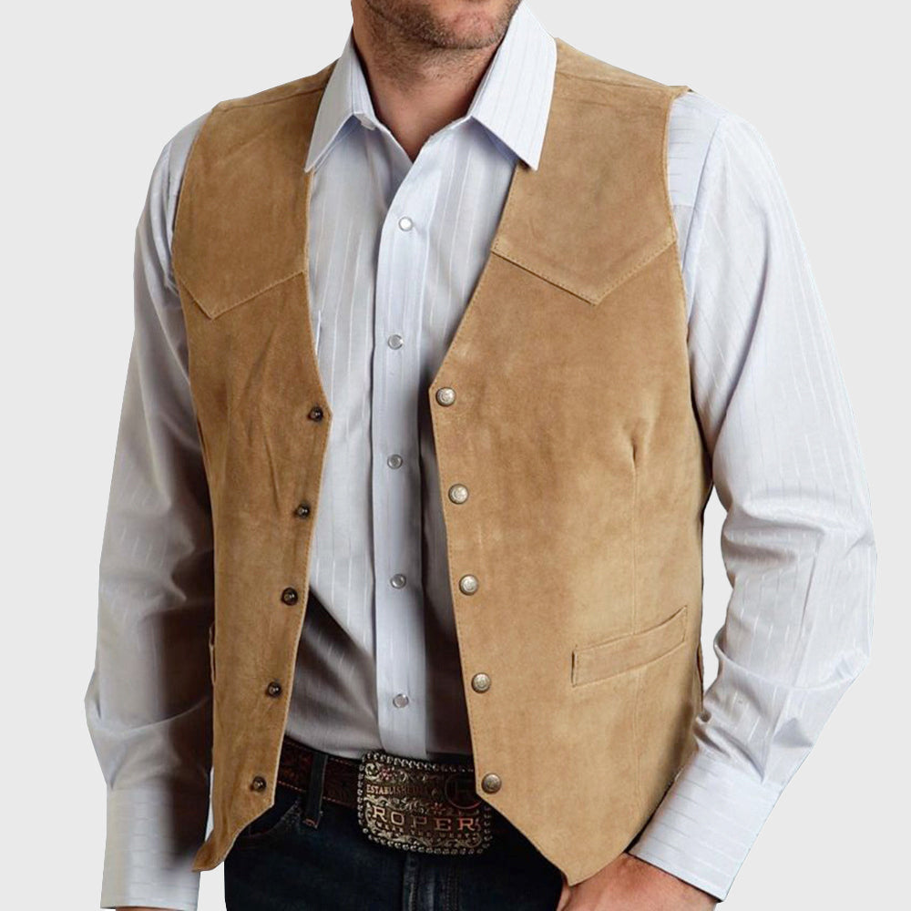 Dave - Men's Western Suede Snap-Front Vest