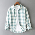 David - Men's Brushed Cotton Plaid Button-Down Shirt