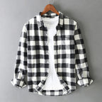 David - Men's Brushed Cotton Plaid Button-Down Shirt