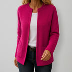 Delilah - Women's Ribbed Cardigan with Round Neckline