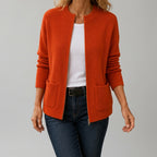 Delilah - Women's Ribbed Cardigan with Round Neckline