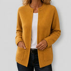 Delilah - Women's Ribbed Cardigan with Round Neckline