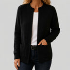 Delilah - Women's Ribbed Cardigan with Round Neckline