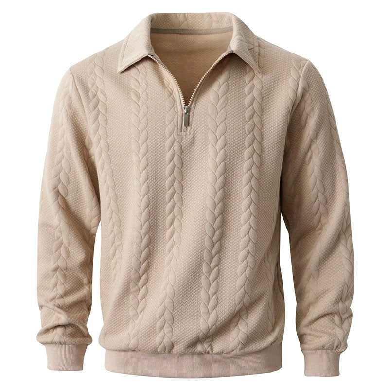 Desmond - Men's Cable Half-Zip Long Sleeve Sweater