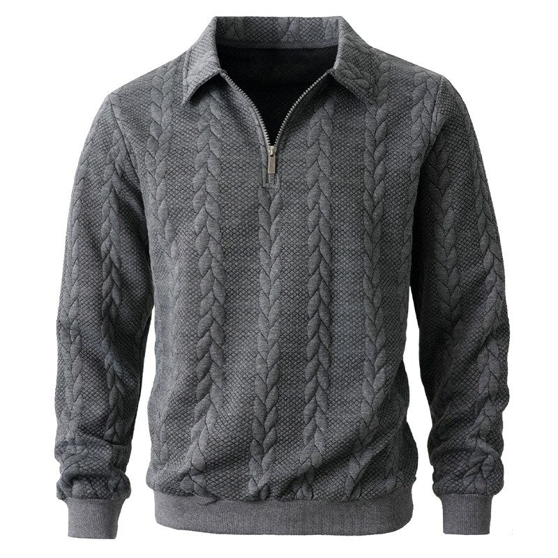 Desmond - Men's Cable Half-Zip Long Sleeve Sweater