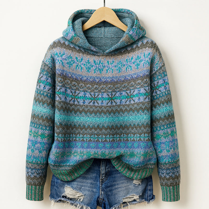Dulce - Women’s Vintage Fair Isle Knit Hoodie