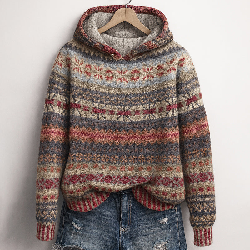 Dulce - Women’s Vintage Fair Isle Knit Hoodie