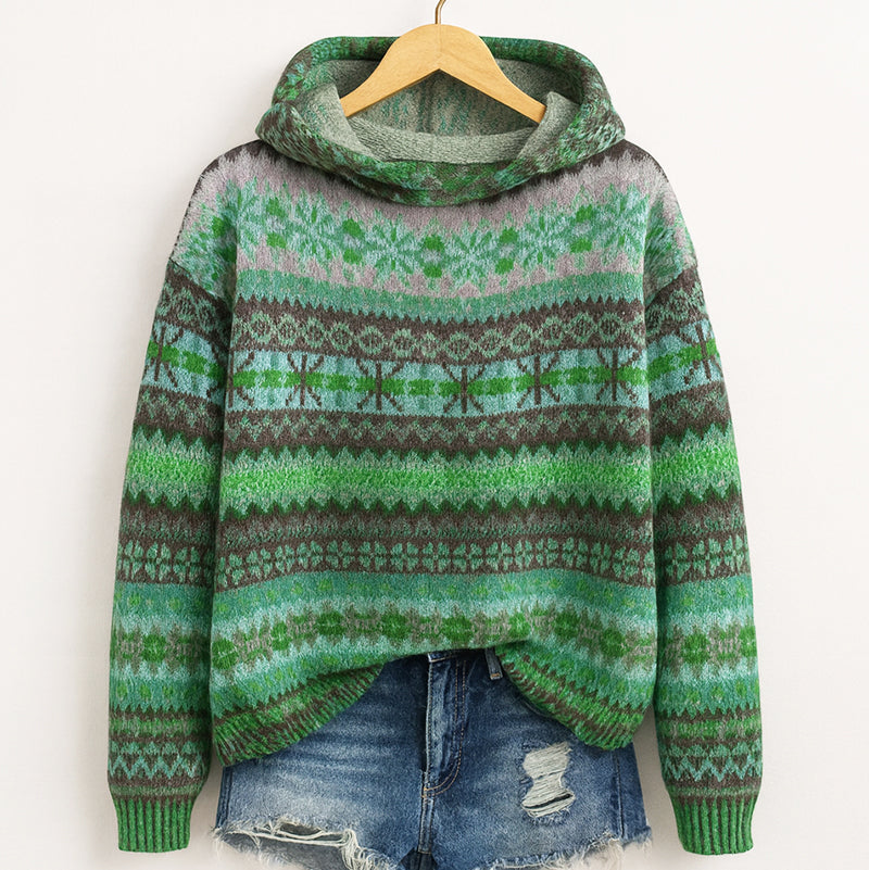 Dulce - Women’s Vintage Fair Isle Knit Hoodie