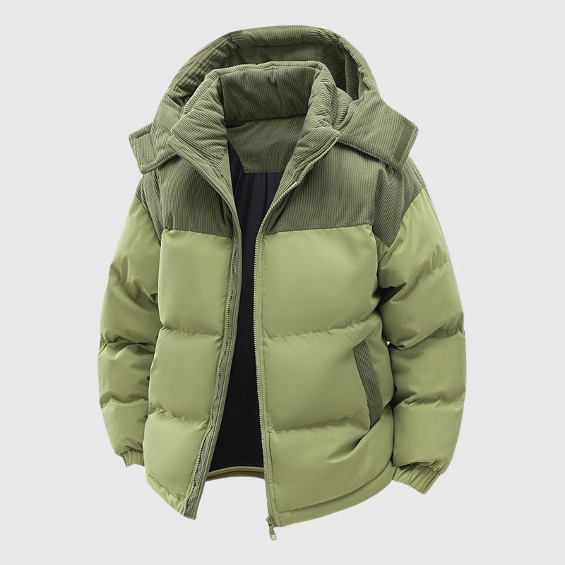 Dustin - Men's Corduroy Panel Hooded Puffer Jacket