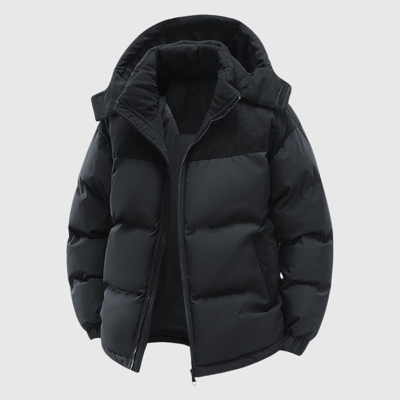Dustin - Men's Corduroy Panel Hooded Puffer Jacket